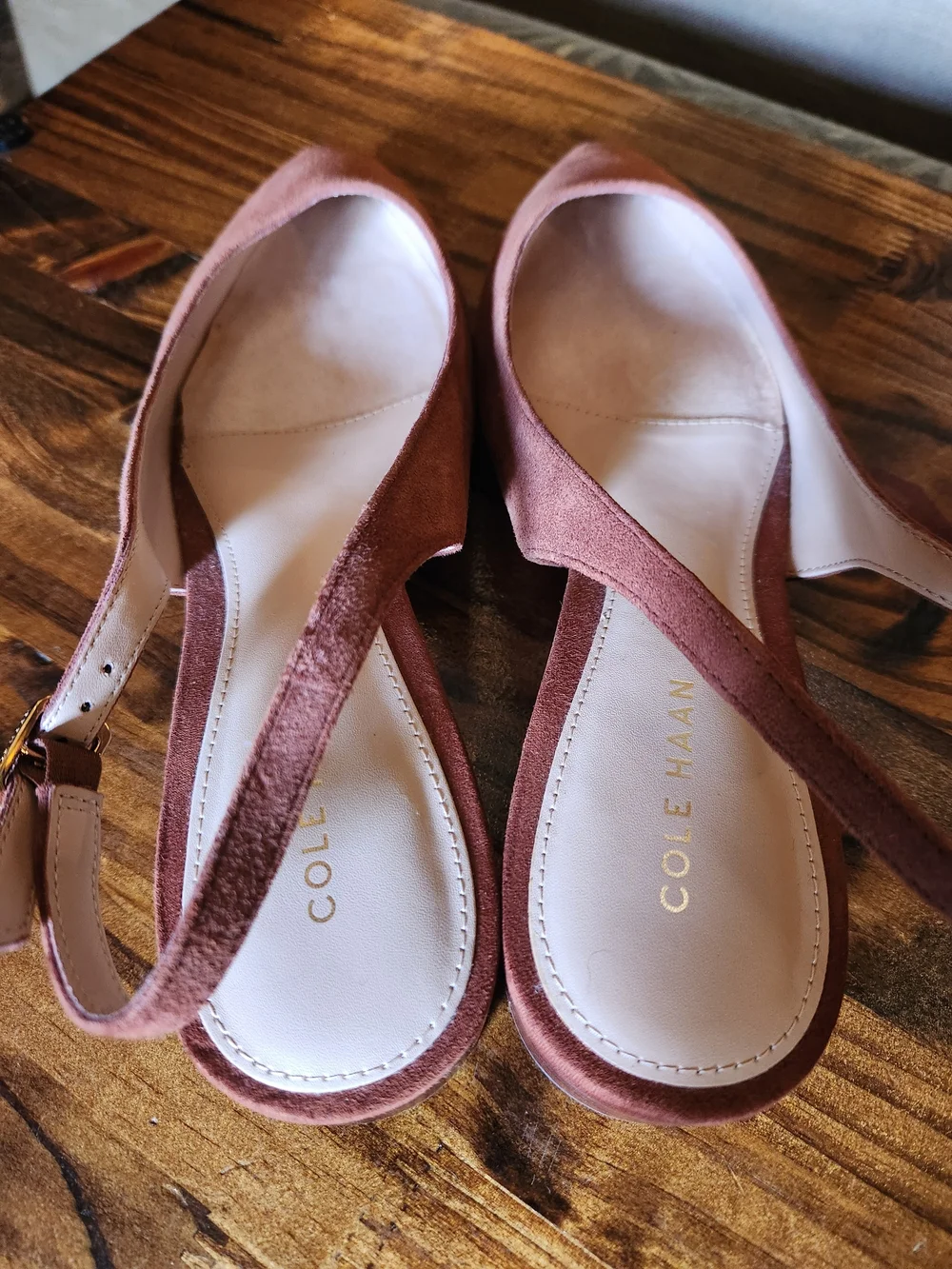 Cole Haan Tobacco Saddle Suede Pointed Slingback Flats